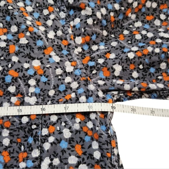 Beams Heart Corduroy Button Down Shirt Gray Blue Orange Floral Women's Small - Picture 9 of 10